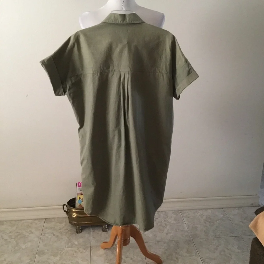 HP-OAT NEW YORK OVERSIZED MEDIUM OLIVE SLEEVE SHIRT DRESS/ SIZE M/ NEW CONDITION - Picture 5 of 10